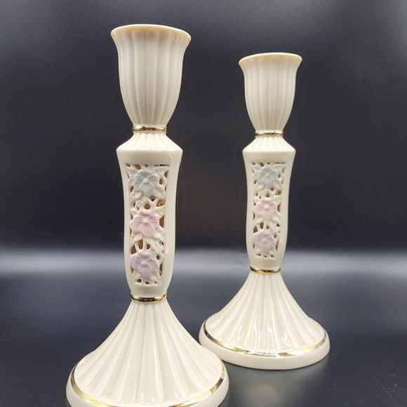 Partylite “Spring Blossom” Vintage Candlestick Pair - New In Boxes - Picture 2 of 9